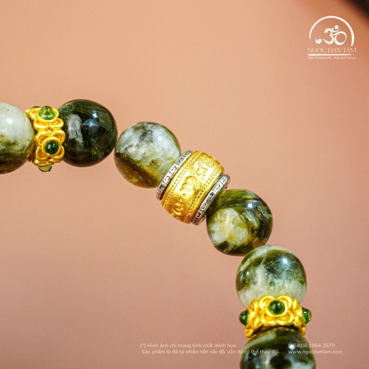  Vòng Tay Mắt Rồng Xanh Phối Charm Hạt Trống Zakiram 10mm 2A 