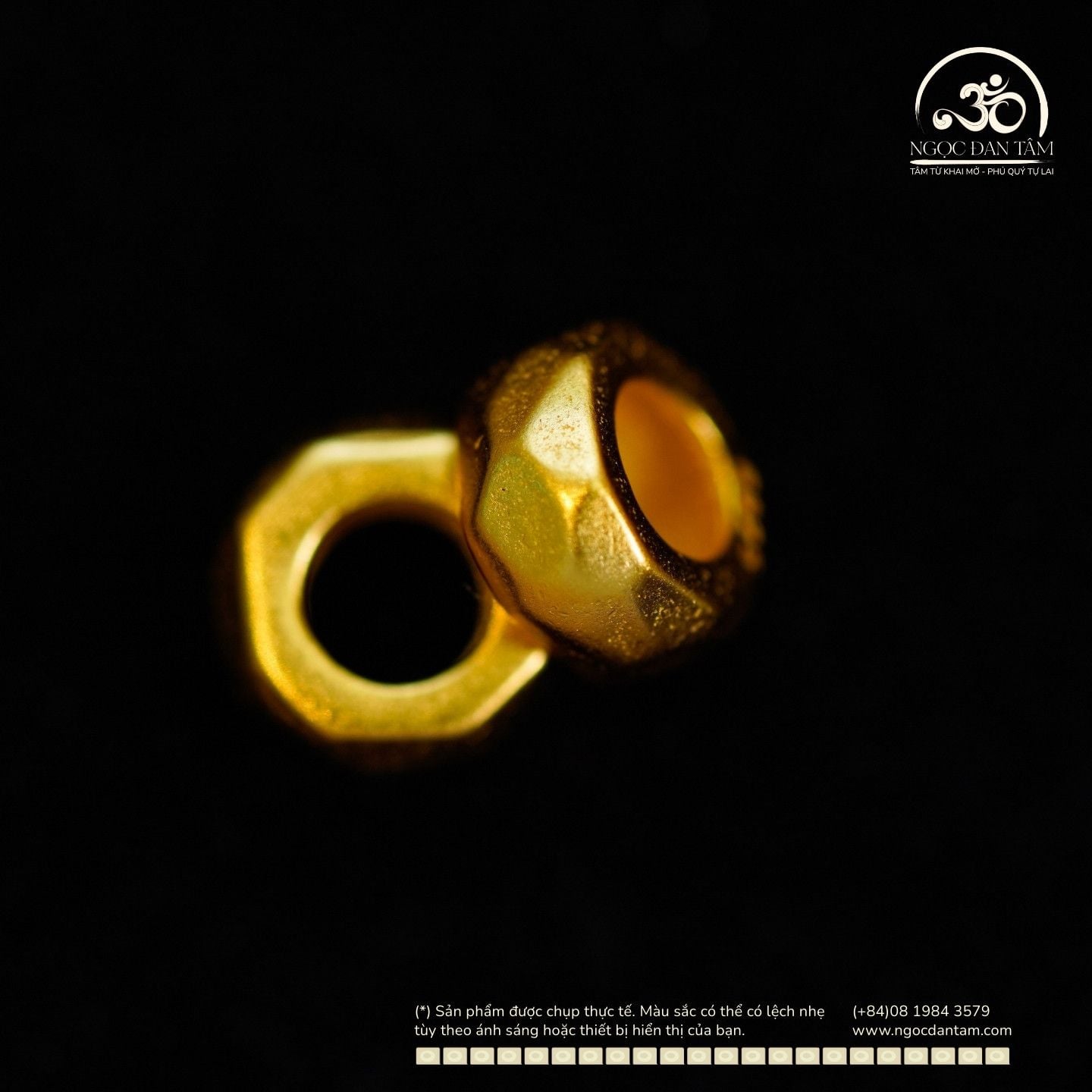  Charm Tròn Lục Giác 7mm - Bạc 925 Mạ Vàng Cao Cấp 