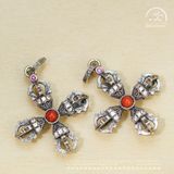  Mặt Dây Chuyền Kim Cang Phối Đá - Bạc Đen 925 Cao Cấp 