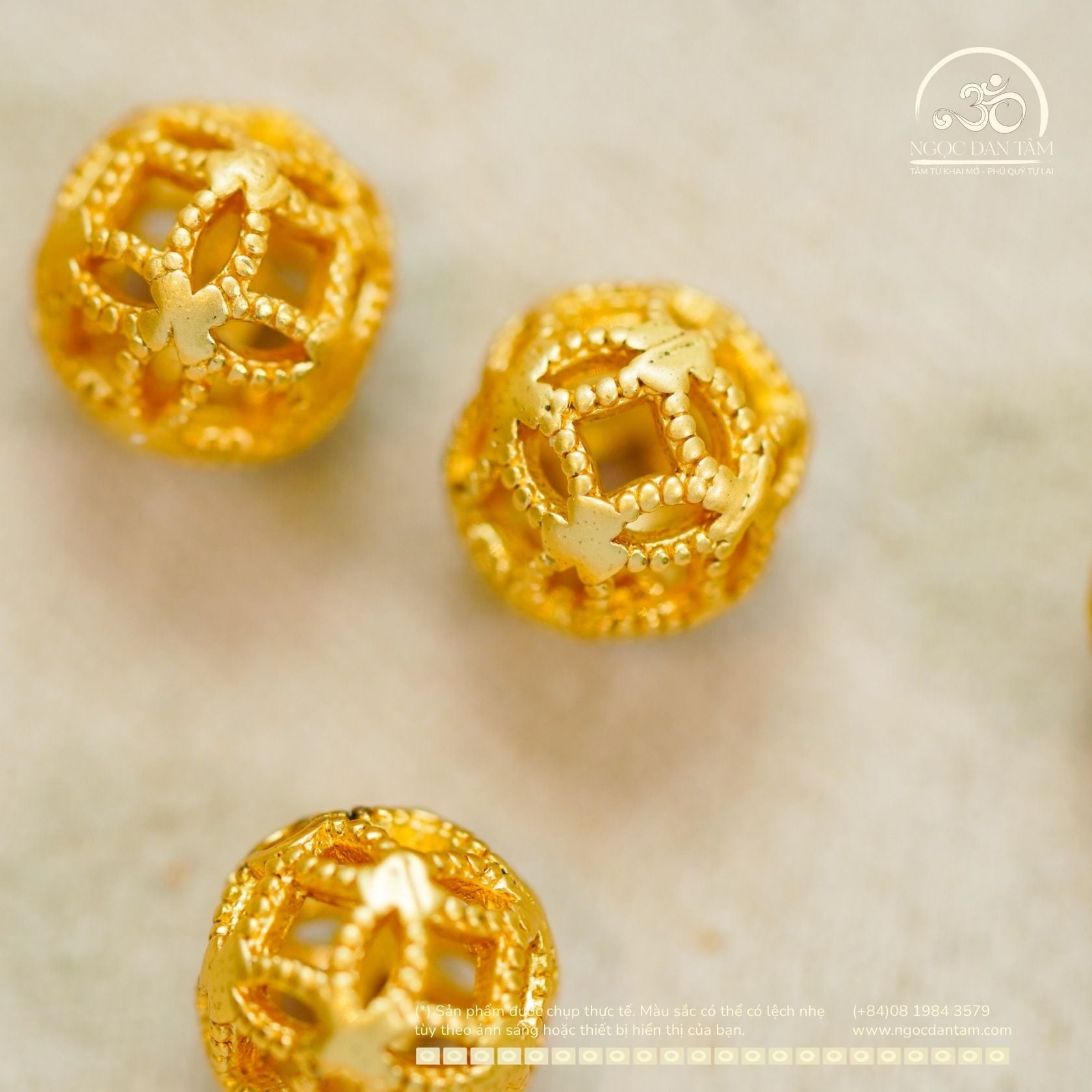  Charm Tú Cầu 7.55mm - Kim Loại Mạ Vàng 