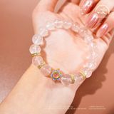  Vòng Tay Thạch Anh Hồng Sao 9mm 6A Phối Charm 