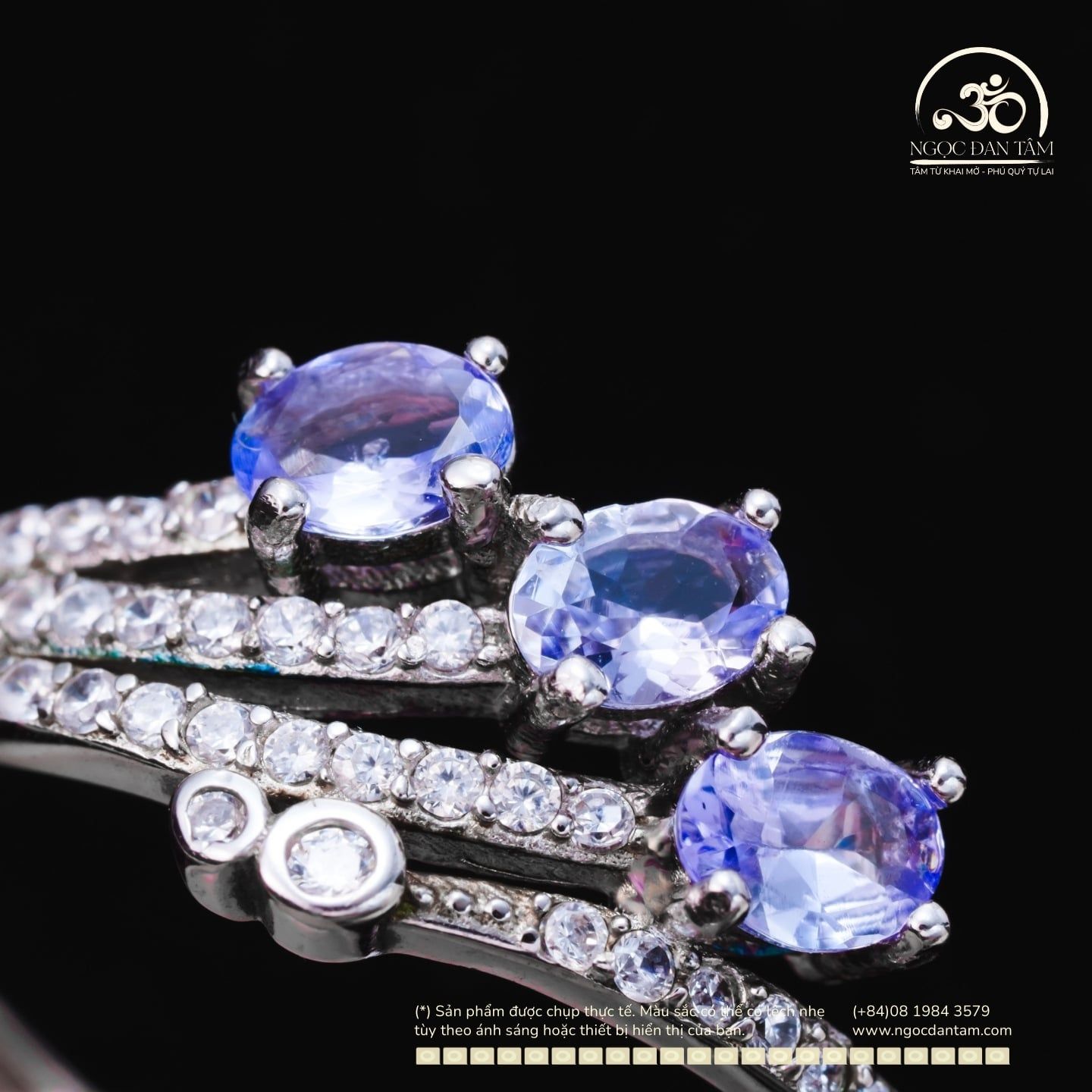  Nhẫn Bạc 925 Đính Đá Tanzanite 3x4mm 