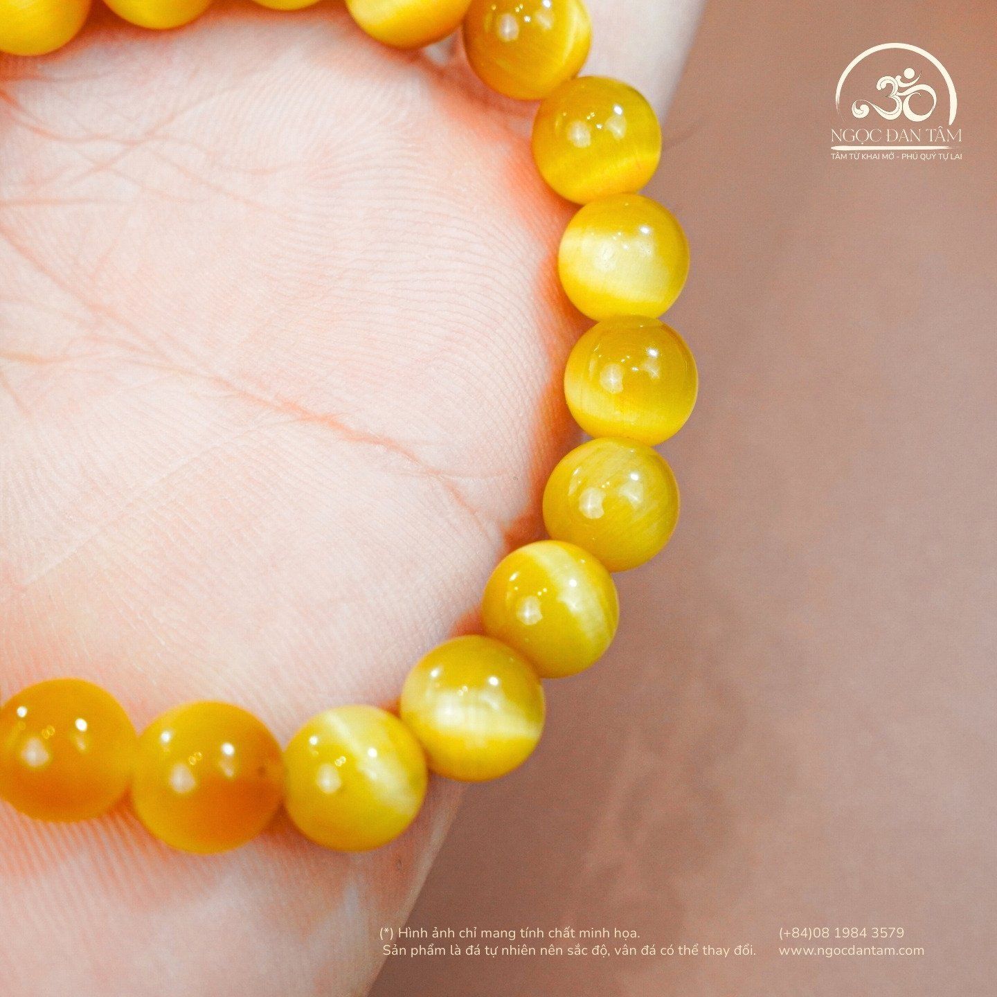  Vòng Tay Đá Mắt Hổ Vàng 8mm 6A 