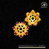  Charm Đài Hoa Đá Hồng - Kim Loại Mạ Vàng 