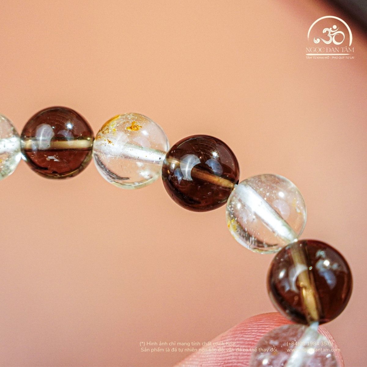  Vòng Tay Đá Thạch Anh Khói 10mm 2A Phối Đá Topaz 10mm 2A 
