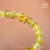  Thạch Anh Tóc Vàng 8mm 7A Phối Charm Bạc Mạ Vàng 