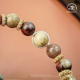  Vòng Tay Đá Gỗ Hóa Thạch 10mm 2A Phối Charm 