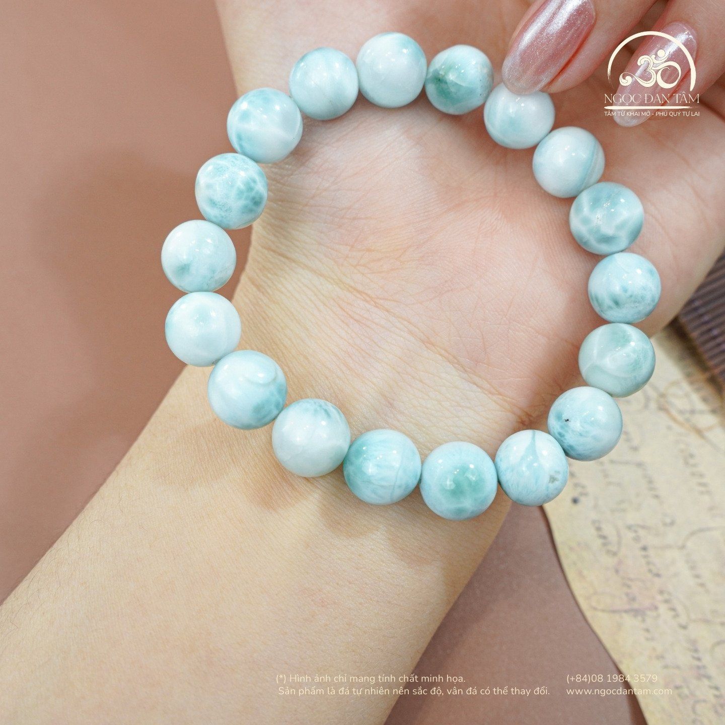  Vòng Tay Đá Larimar 10mm 5A 