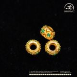  Charm Vòng Nhỏ Đính Đá Ngọc Lục Bảo 4,59mm - Kim Loại Mạ Vàng Cao Cấp 