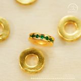  Charm Tròn Dẹp Xanh Lá 7.86mm - Bạc 925 Mạ Vàng Cao Cấp 