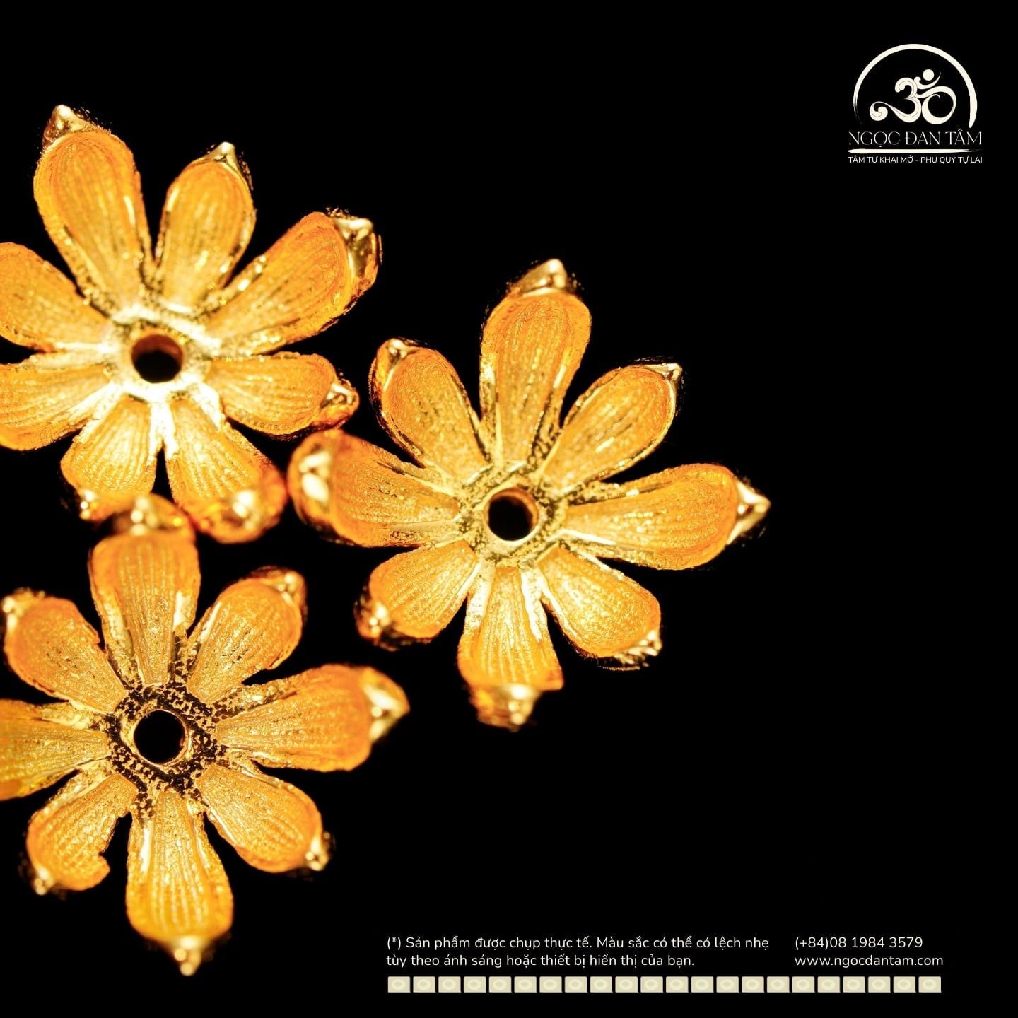  Charm Đế Hoa Nhỏ 8mm - Bạc 925 Mạ Vàng Cao Cấp 