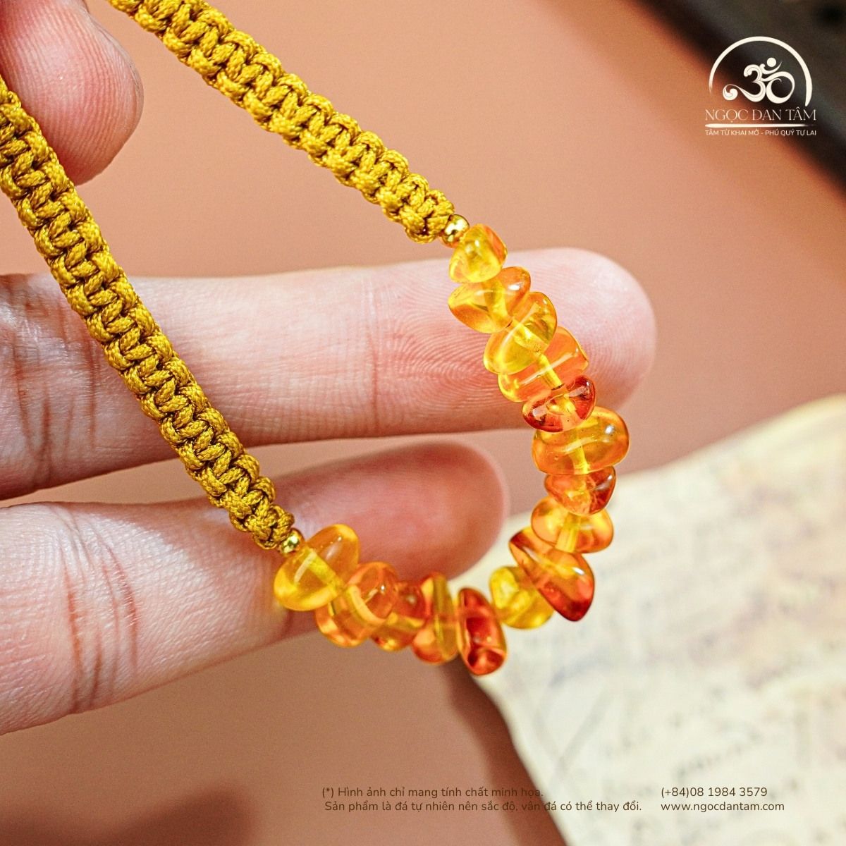  Vòng Tay Hổ Phách Dây Nút Ngang (15 Hạt- 2gram) 