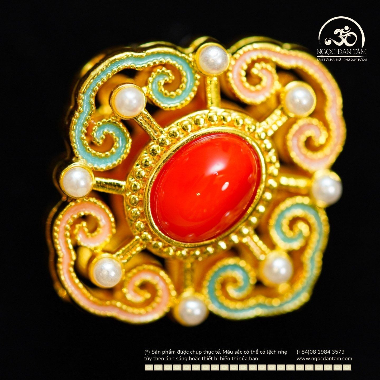  Charm Tường Vân Ngọc Đính 22,87mm (Kim Loại Mạ Vàng) 