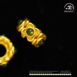  Charm Điêu Khắc Đính Ngọc Lục Bảo 10mm - Kim Loại Mạ Vàng 