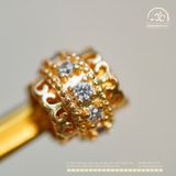  Charm Trụ Tròn Đính Hạt Trắng 9,21mm - Kim Loại Mạ Vàng 14K 