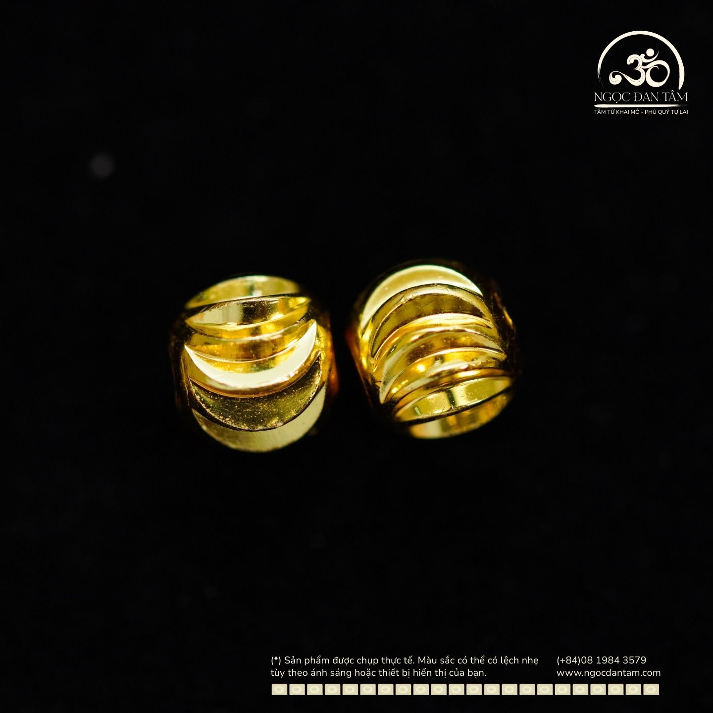  Charm Bi Tròn Cắt Giác Xoắn 5mm - Kim Loại Mạ Vàng Cao Cấp 