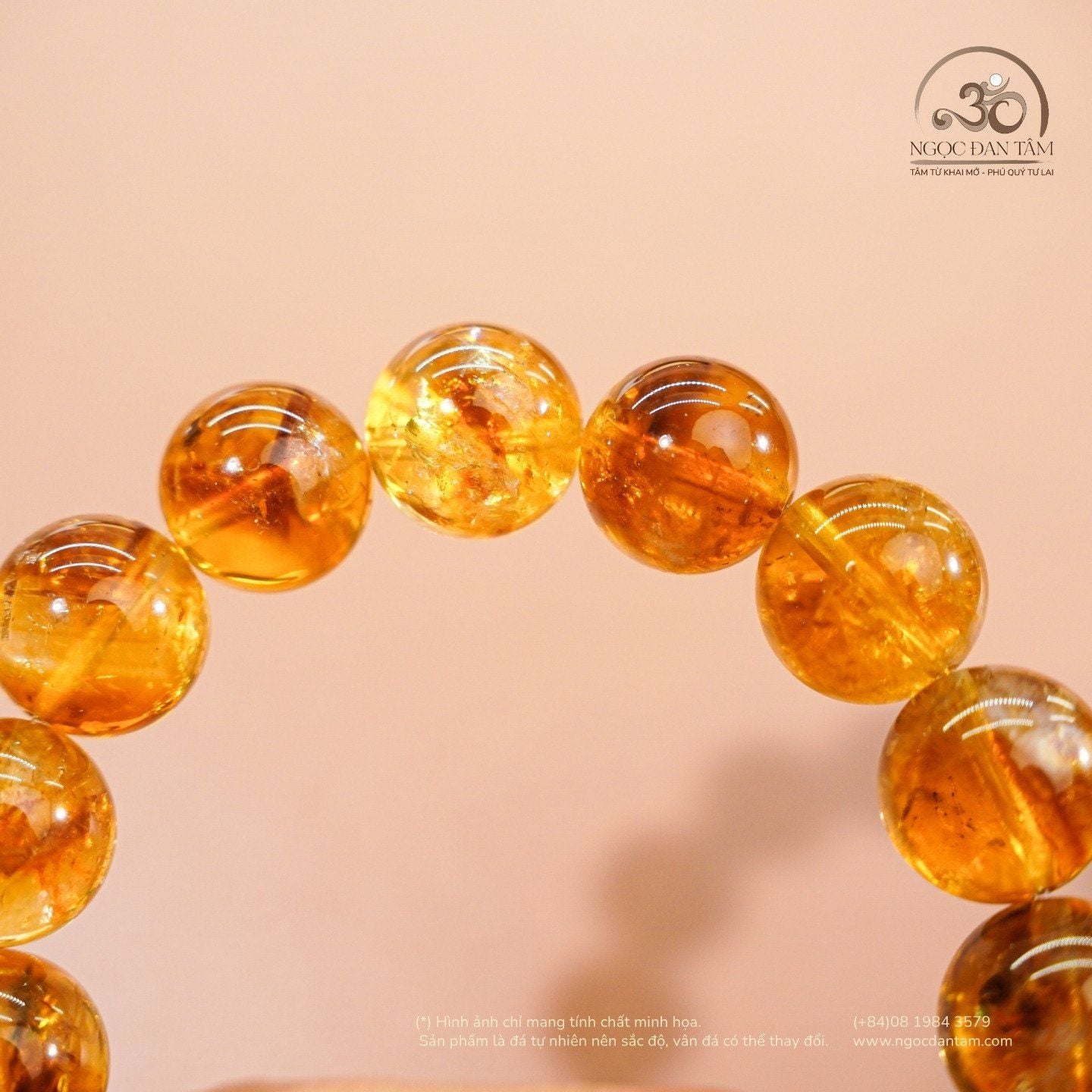  Vòng Tay Thạch Anh Vàng Hoa Bay 11mm 3A 