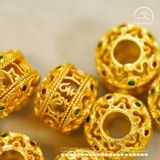 Charm Thùng Đính Ngọc 9,83mm - Kim Loại Mạ Vàng Cao Cấp 