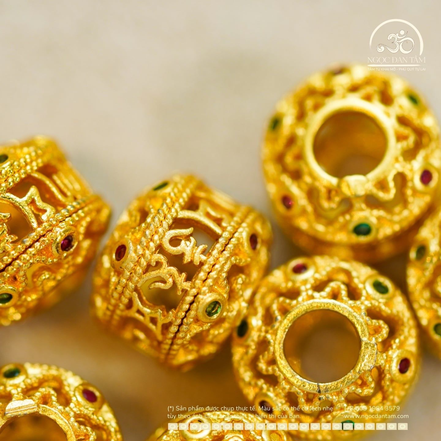  Charm Thùng Đính Ngọc 9,83mm - Kim Loại Mạ Vàng Cao Cấp 