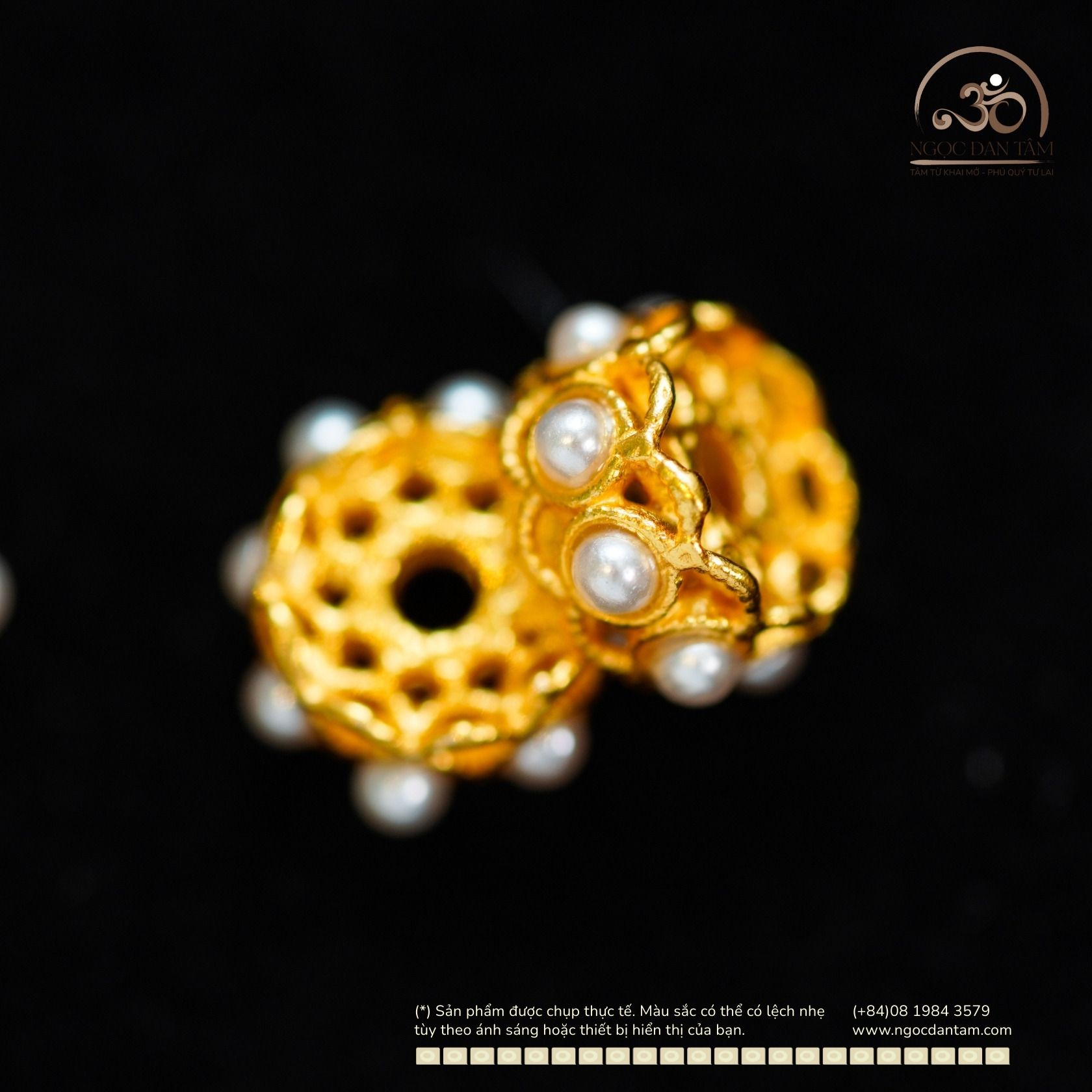  Charm Hoa bạc mạ vàng 8,86mm - Bạc 925 Mạ Vàng Cao 