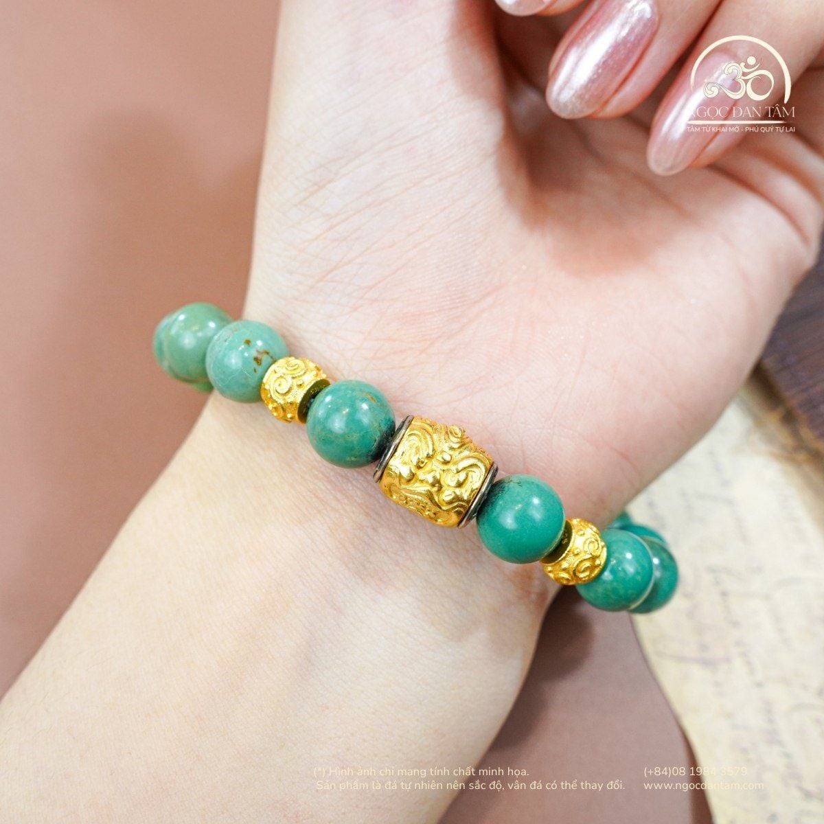  Vòng Tay Lam Ngọc Phối Charm Lu Thống Tỳ Hưu 