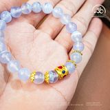  Vòng Tay Đá Mã Não Xanh Lace 8mm 4A Phối Charm Vòng Đính Đá 