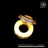  Charm Tròn Dẹp Tím  7.89mm - Bạc 925 Mạ Vàng Cao Cấp 