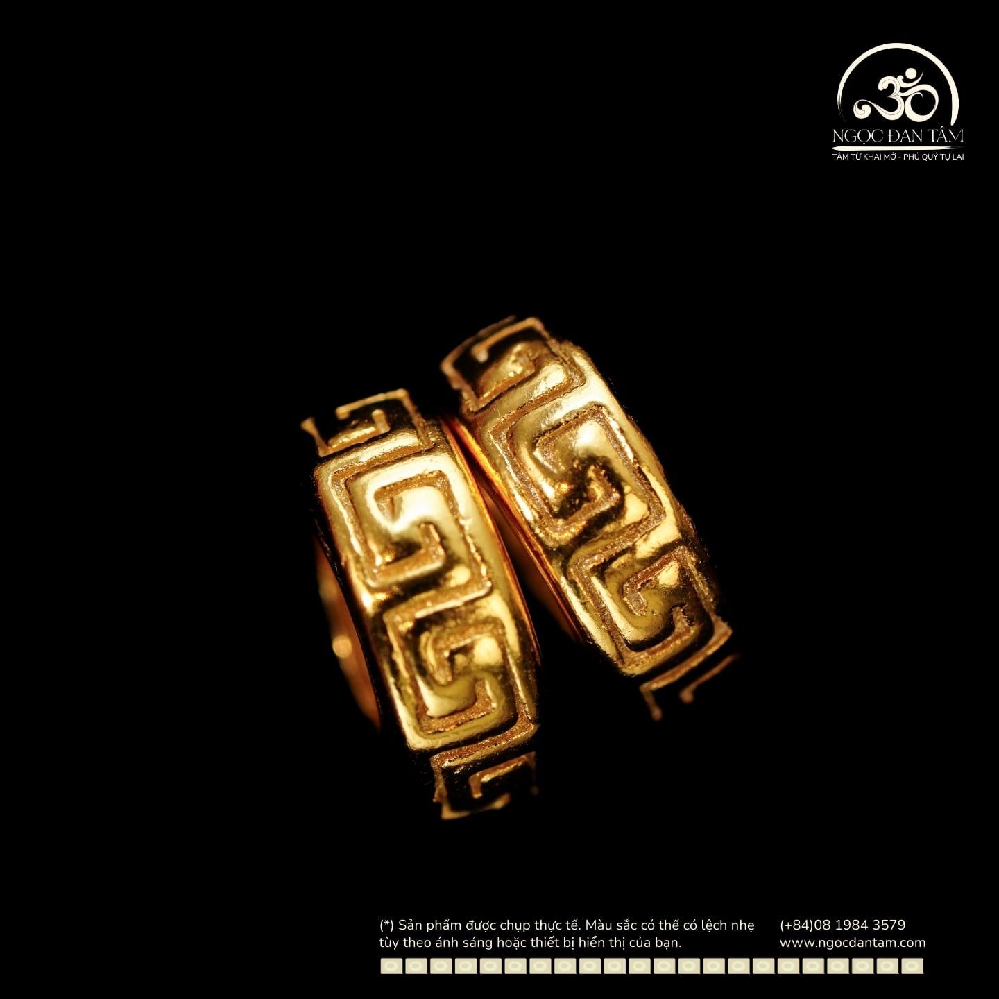  Charm Đệm Tròn Chữ Vạn Nhỏ 7mm - Bạc 925 Mạ Vàng Cao Cấp 