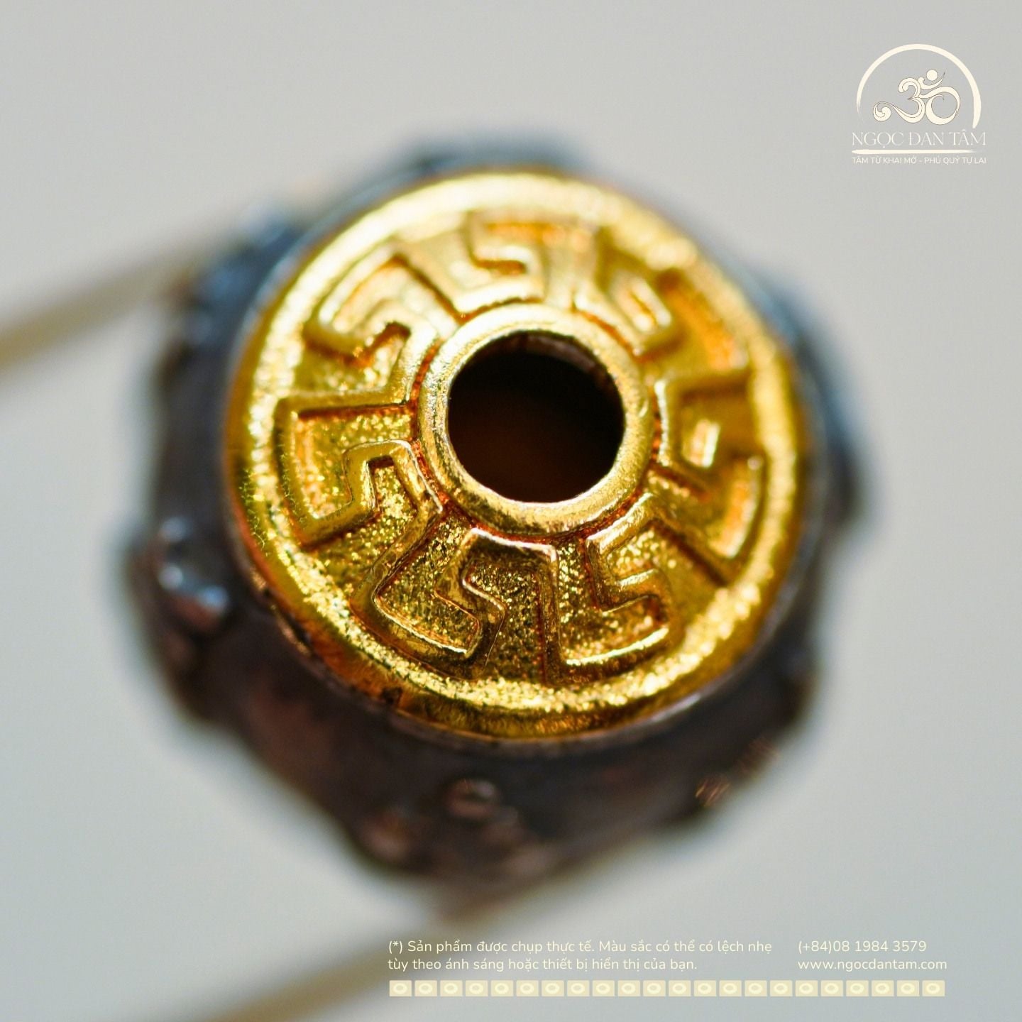  Charm Hạt Tròn Chú Omani 11,38mm - Bạc 925 Mạ Vàng Cao Cấp 