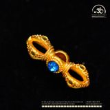  Charm Chùy Kim Cang Đính Ngọc Xanh 15,83mm - Charm Kim Loại Mạ Vàng Cao Cấp 