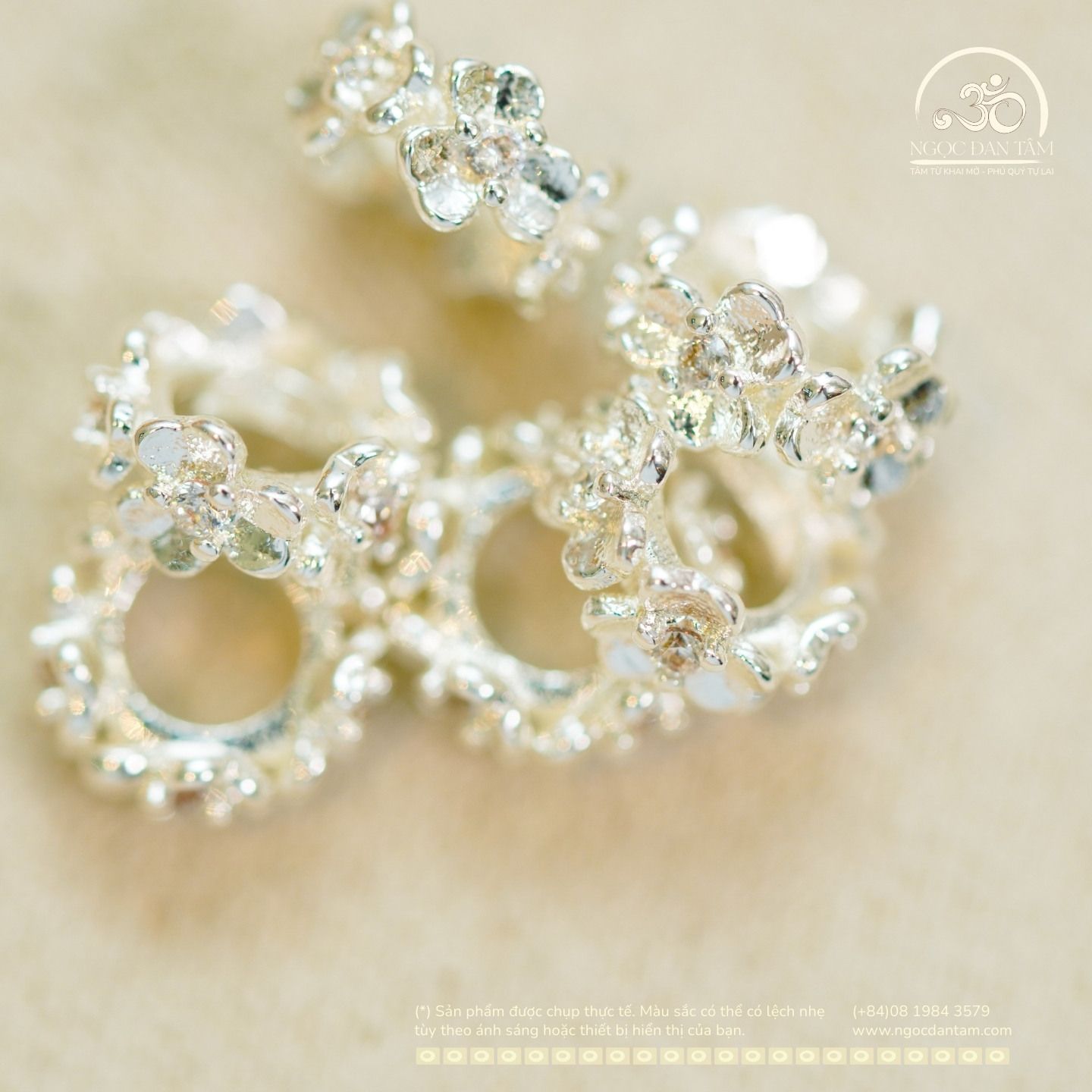  Charm Bạc Cỏ 3 Lá Nhỏ 8mm - Bạc Cao Cấp 