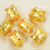  Charm Răng Đính Đá Hồng 6.73mm - Bạc 925 Mạ Vàng Cao Cấp 