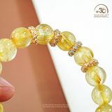  Vòng Tay Thạch Anh Tóc Vàng 9mm 7A Phối Charm Mạ Vàng 