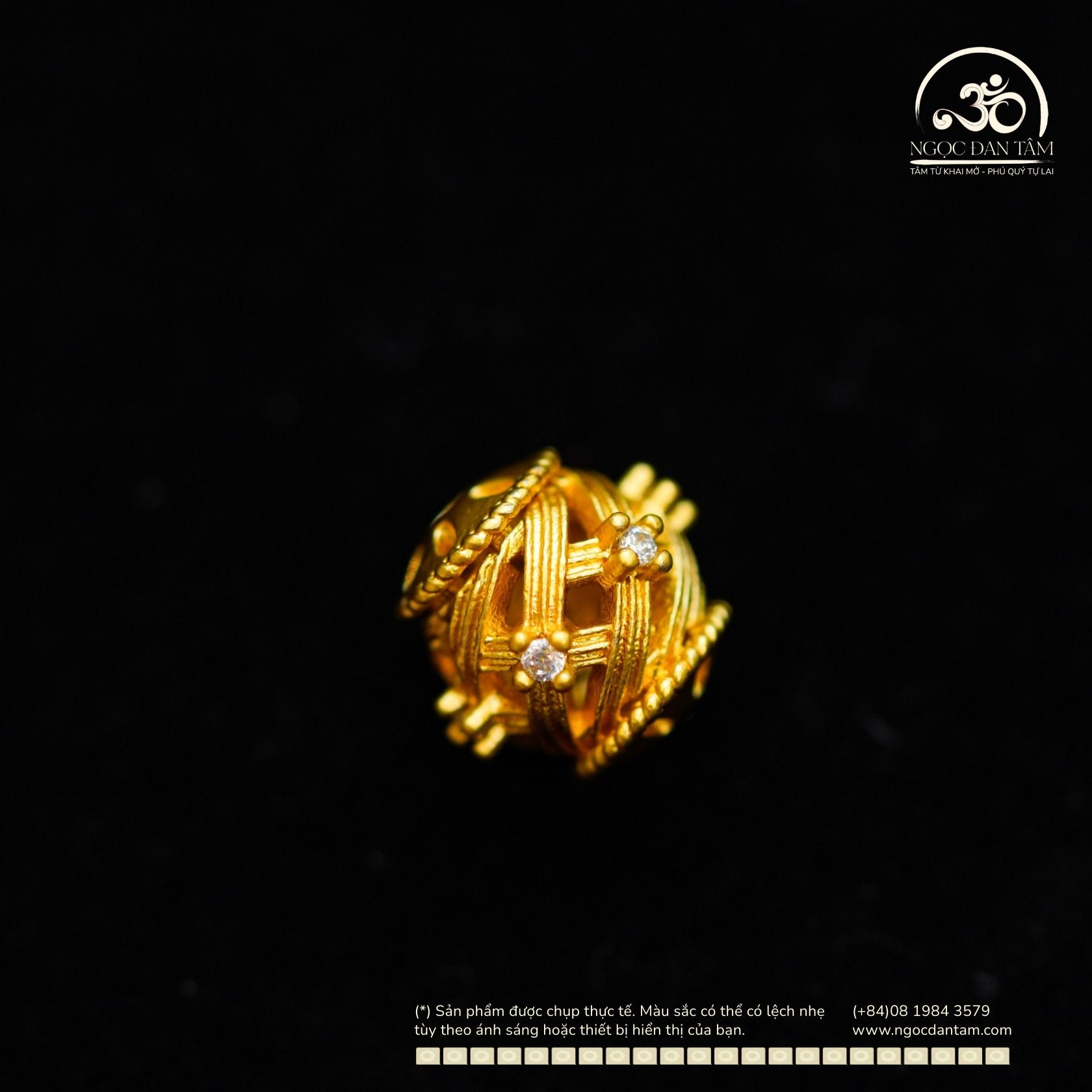  Charm Đan Dây Đính Đá Mạ Vàng 9,43mm - Kim Loại Mạ Vàng Cao Cấp 