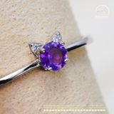  Nhẫn Bạc 925 Đính Đá Thạch Anh Tím 4mm 