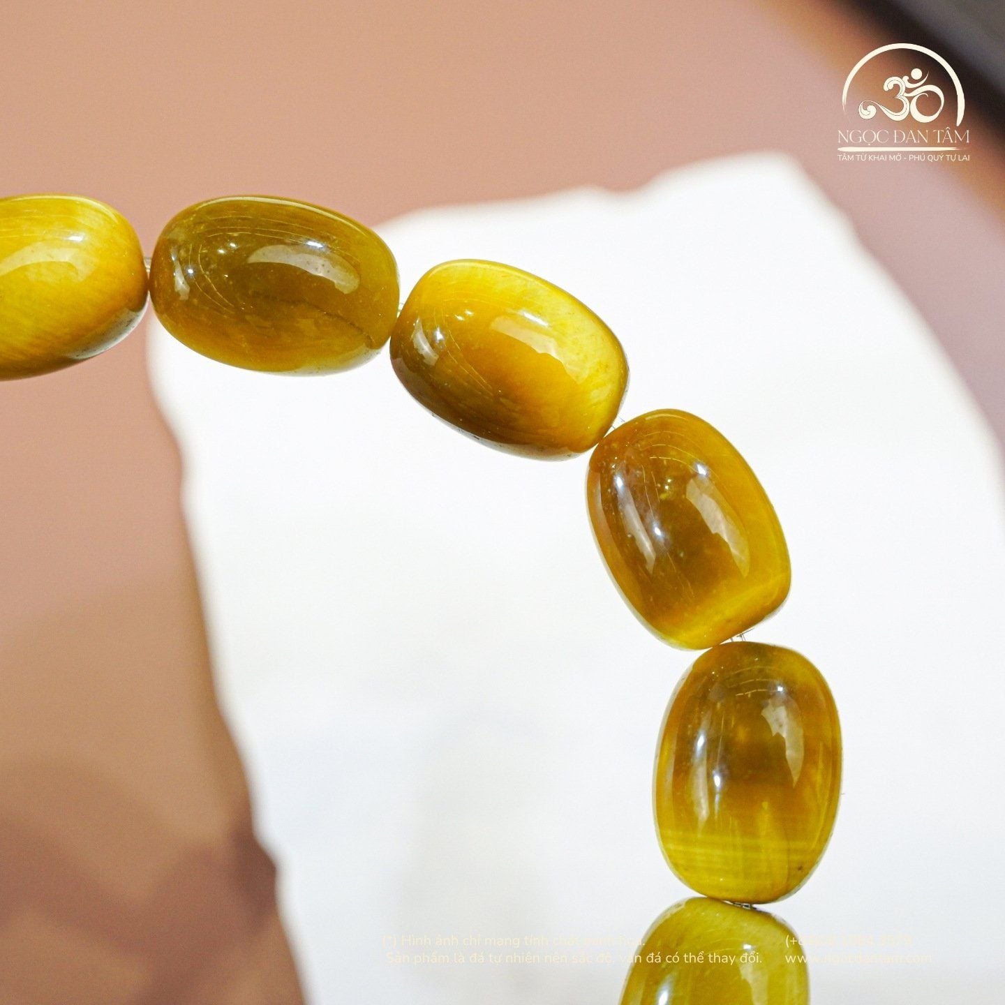  Vòng Tay Đá Mắt Hổ Vàng Lu Thống 5A 10x14mm 