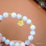  Vòng Tay Mã Não Xanh Lace 8mm 3A Phối Charm Bánh Xe Pháp Luân 