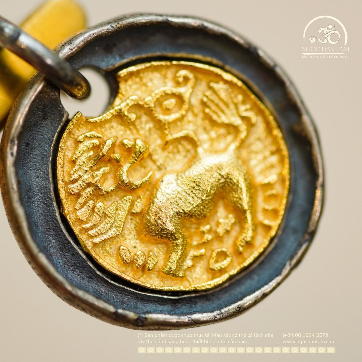  Charm Sư Tử Tuyết 15.58mm - Bạc 925 Mạ Vàng Cao Cấp 