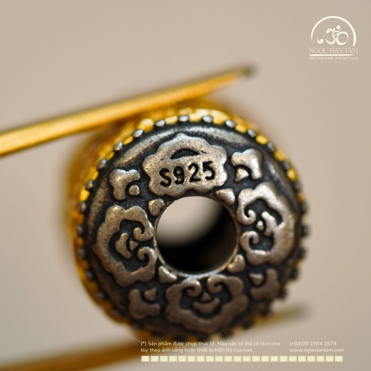  Charm Hạt Thùng Chú Om (lớn) 15,76mm - Bạc 925 Mạ Vàng Cao Cấp 