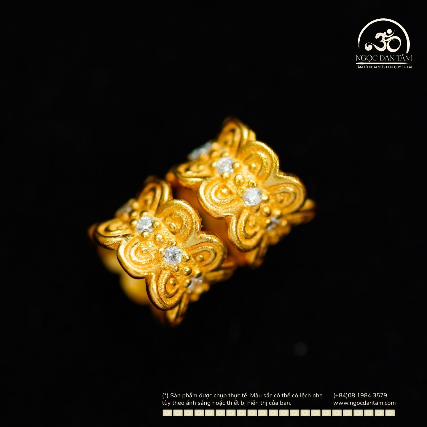  Đài Sen Đính Đá - Bạc 925 Mạ Vàng Cao Cấp 