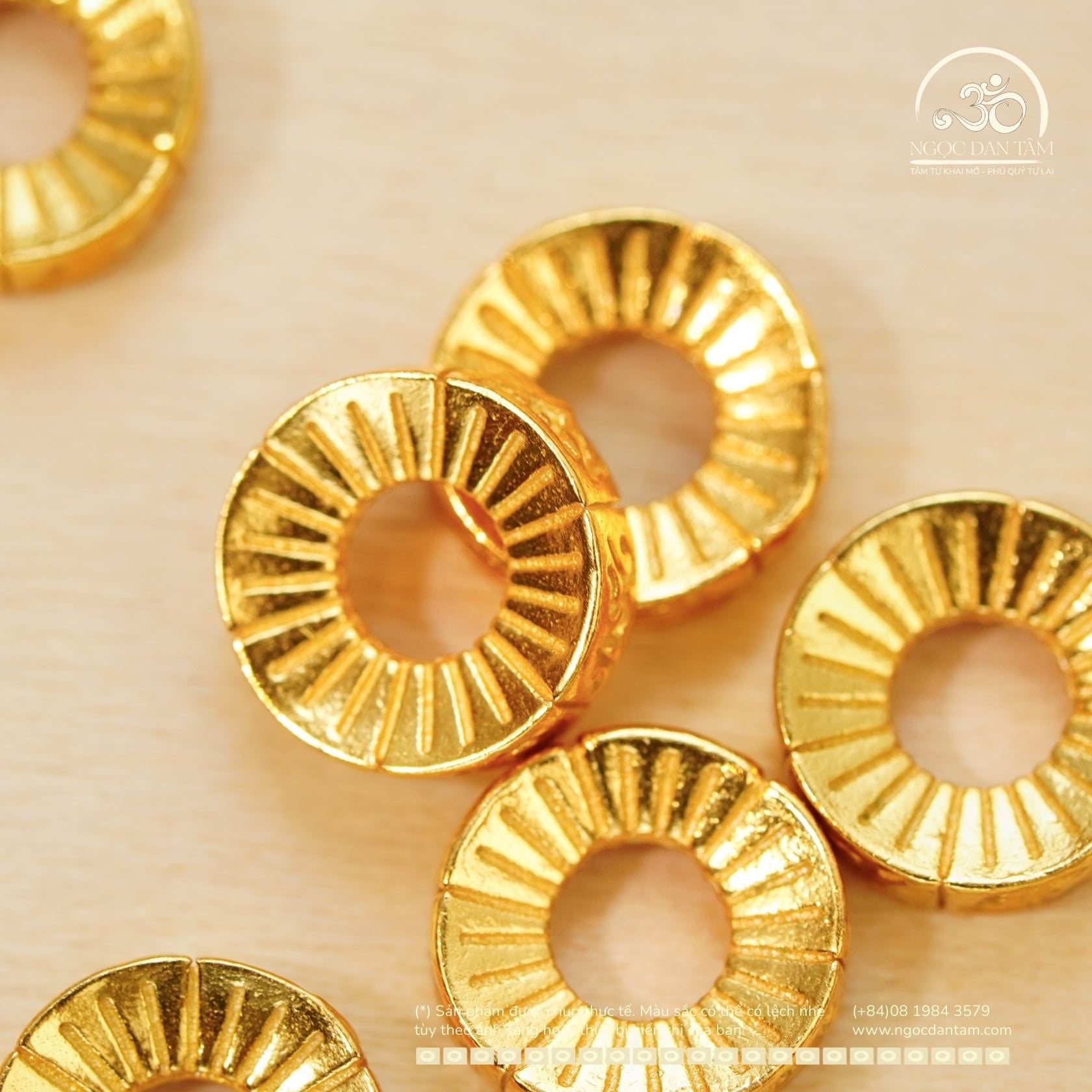  Charm Tròn Bánh Xe 9.48mm - Bạc 925 Mạ Vàng Cao Cấp 