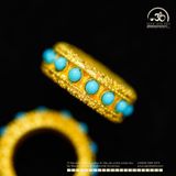  Charm Nhẫn Đính Đá Turquoise - Kim Loại Mạ Vàng Cao Cấp 