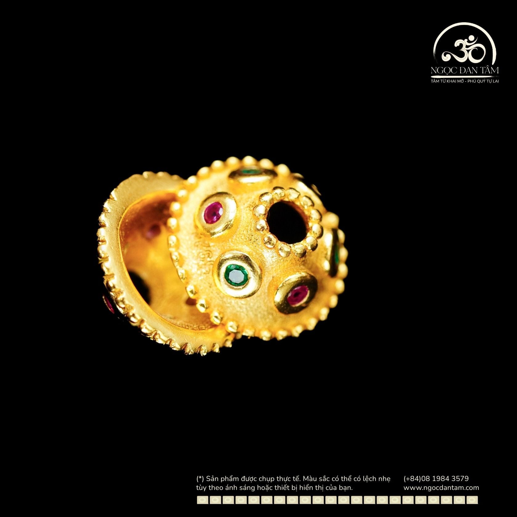  Charm Ốp Màu Đính Đá 9mm - Bạc 925 Mạ Vàng Cao Cấp 