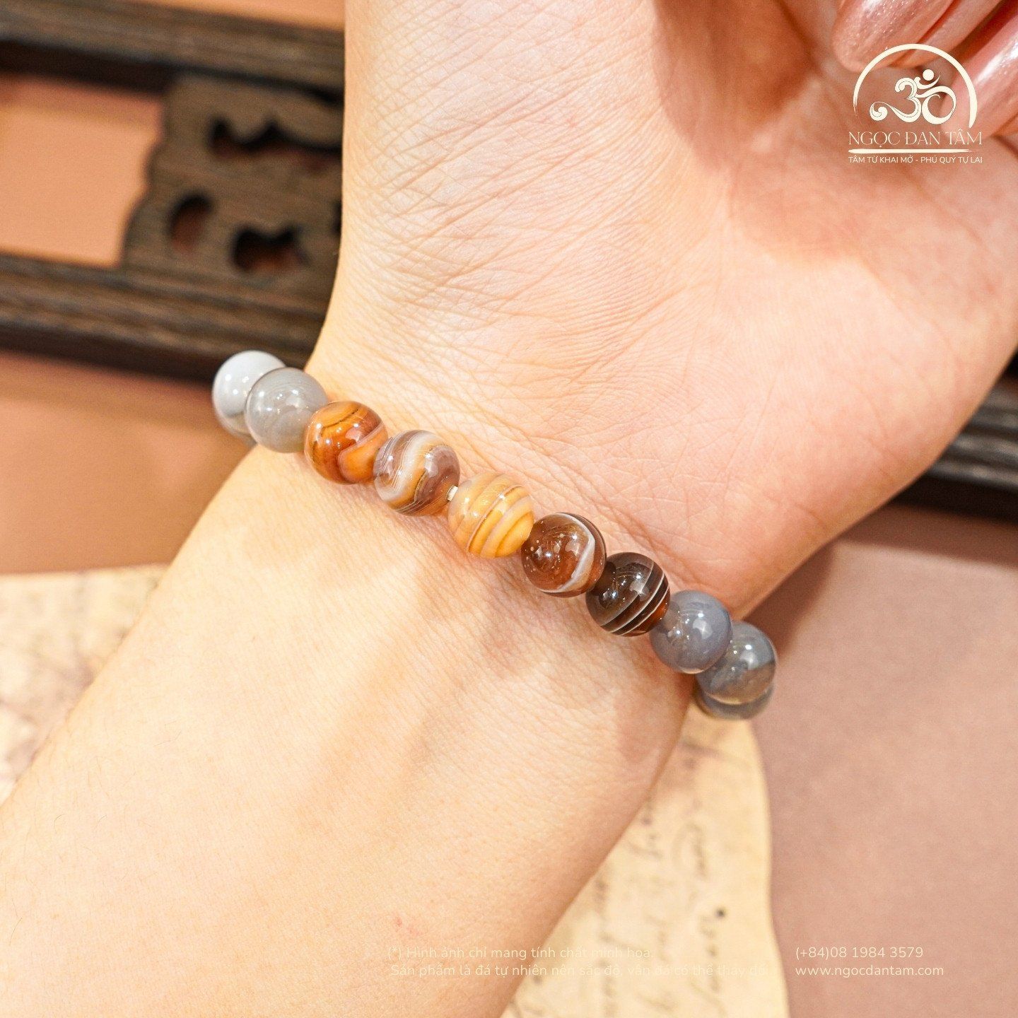  Vòng Tay Mã Não Botswana 2A 8mm 