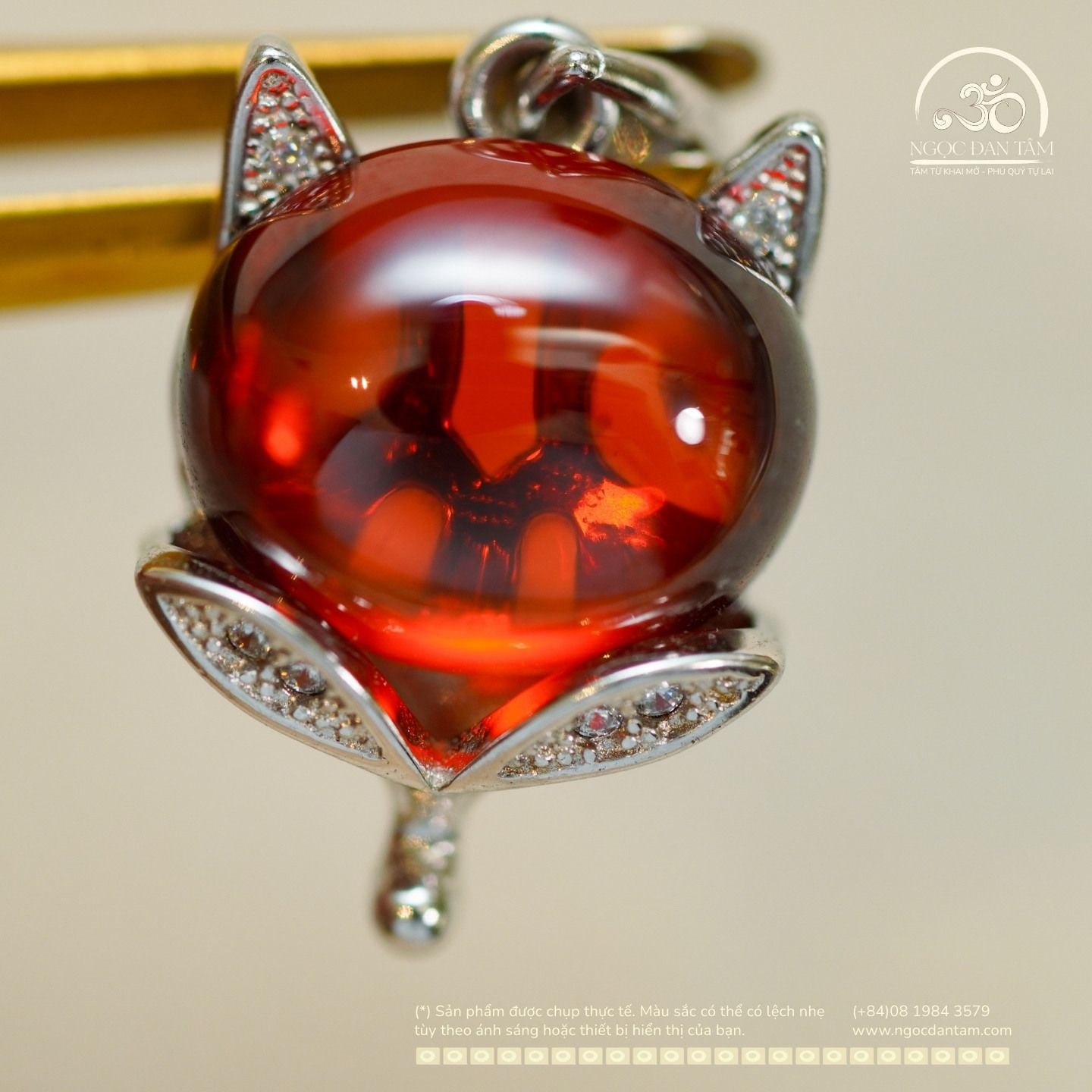  Mặt dây chuyền Hồ Ly Đá Đỏ 12,14mm - Bạc 925 Cao Cấp 