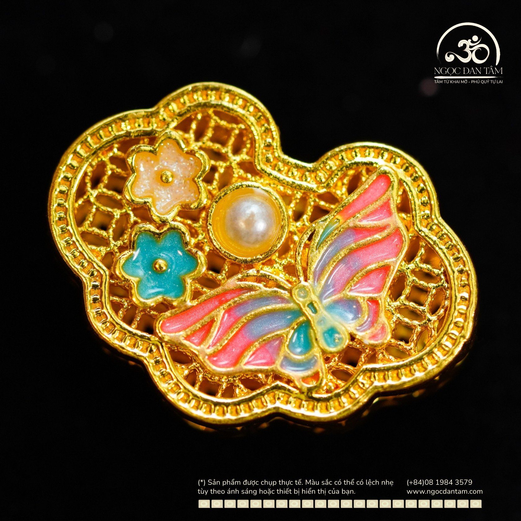  Charm Bướm Mây 22,57mm - Kim Loại Mạ Vàng Cao Cấp 