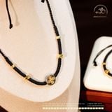  Vòng Cổ  + Vòng Tay Thắt Dây Charm Bánh Xe Pháp Luân Bạc 925 Mạ Vàng Cao Cấp 