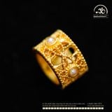  Charm Tròn Đính Ngọc Trai 10.68mm - Kim Loại Mạ Vàng 