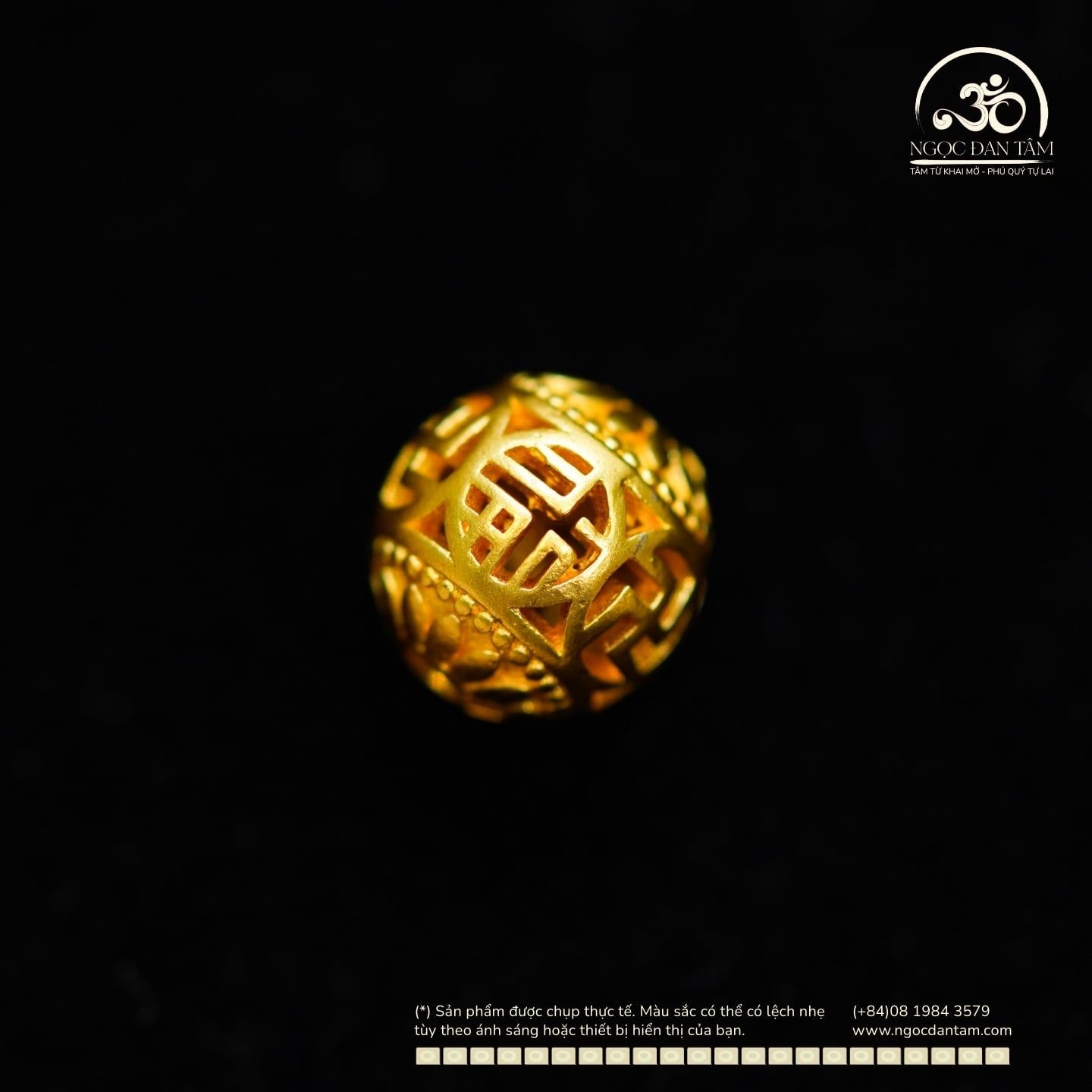  Charm Tròn Chữ Vạn 10,36mm - Kim Loại Mạ Vàng Cao Cấp 