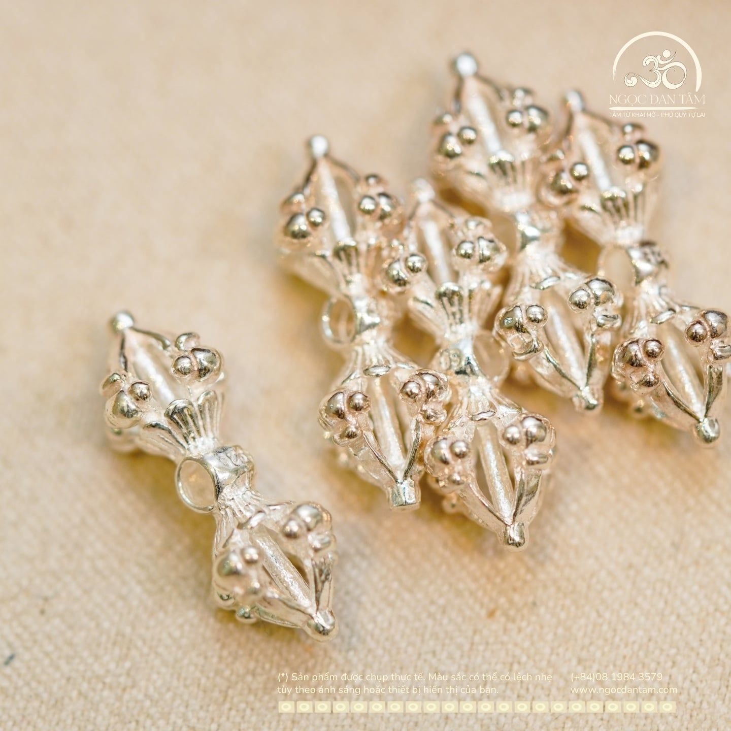  Chùy Kim Cang Bạc Trắng 925 